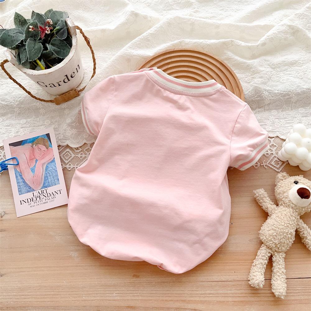 Quần áo trẻ em bộ body ngắn tay nơ trắng hồng bộ đồ liền thân Babyshop88 cho bé trai bé gái M11.05-3