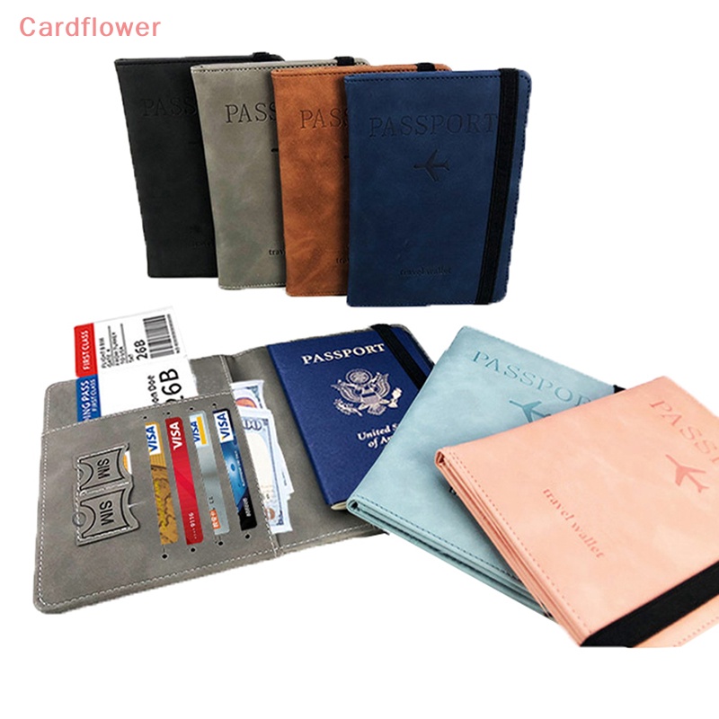 Ví Da PU Đựng Hộ Chiếu / Thẻ Tín Dụng < Cardflower > RFID Phong Cách Vintage Dành Cho Nam Và Nữ
