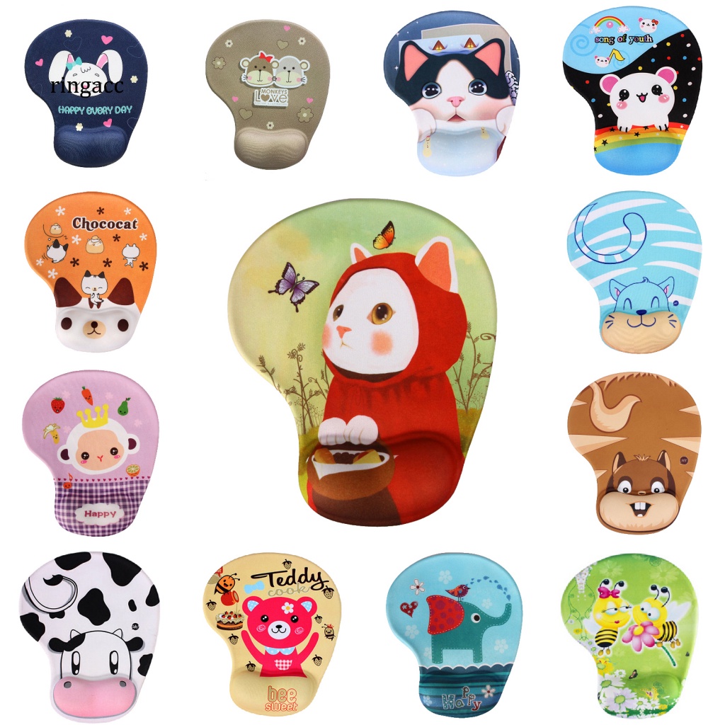 Tấm Lót Chuột RGA 3D Bằng Silicon Hình Hoạt Hình Dễ Thương Tiện Dụng Cho Văn Phòng