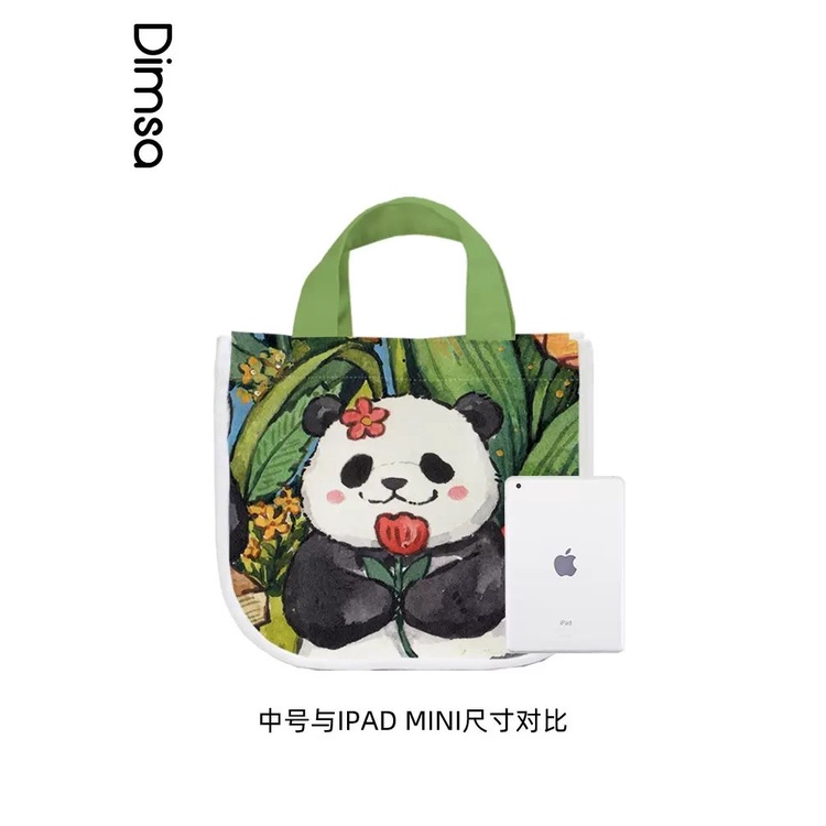 Túi Xách Canvas Họa Tiết Gấu Trúc Hoạt Hình Hàng Mới Dành Cho Học Sinh