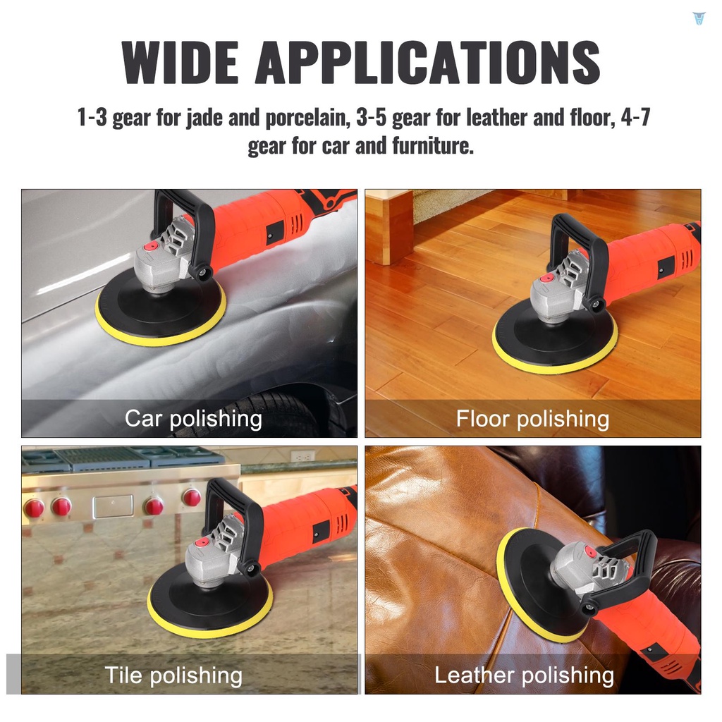 Máy Đánh Bóng 1580W 110 V 7 180mm Có Thể Điều Chỉnh Tốc Độ Tiện Dụng