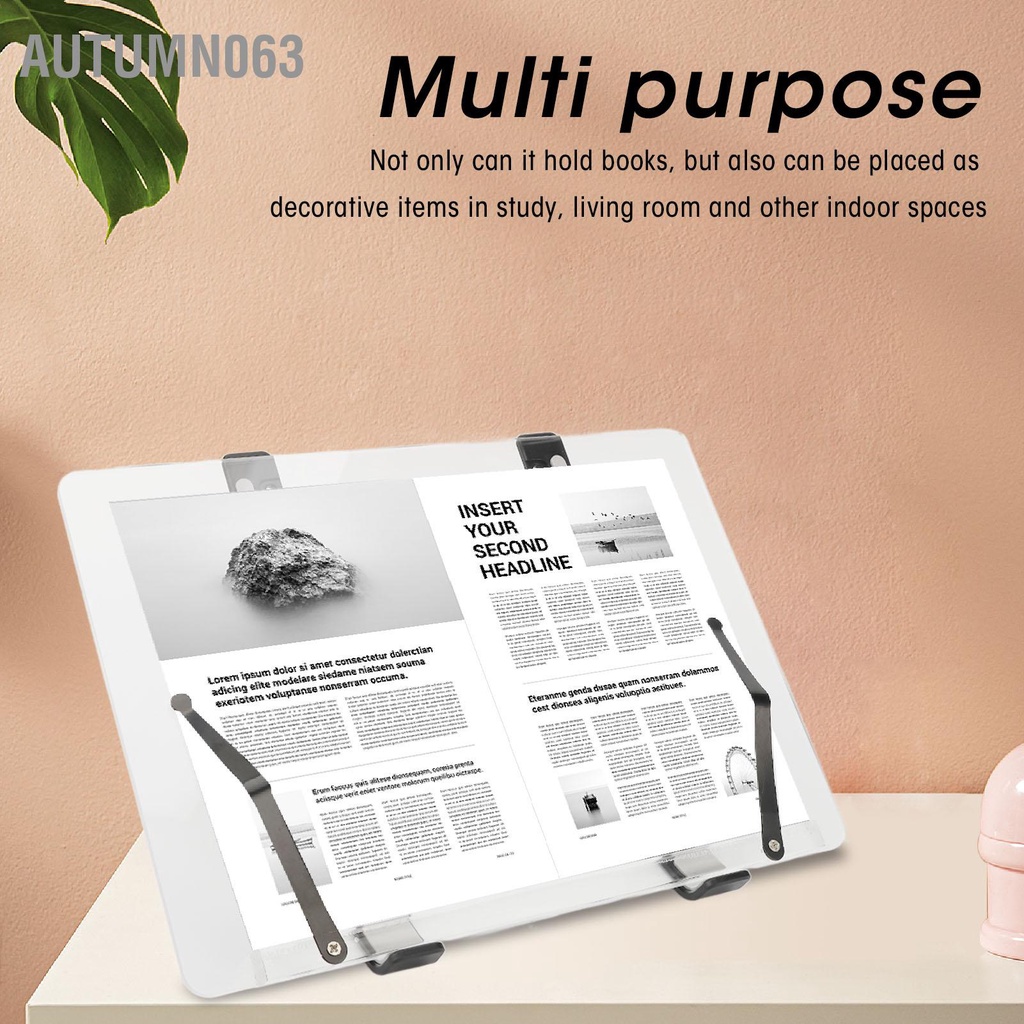 Autumn063 Giá Sách Có Thể Gập Lại Để Đọc Đa Năng Acrylic Điều Chỉnh Bàn Đỡ Trang Kẹp Dành Cho Người Cao Tuổi