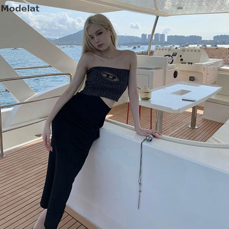 Mfc Áo Dệt Kim Không Tay Màu Trơn Gợi Cảm Cho Nữ