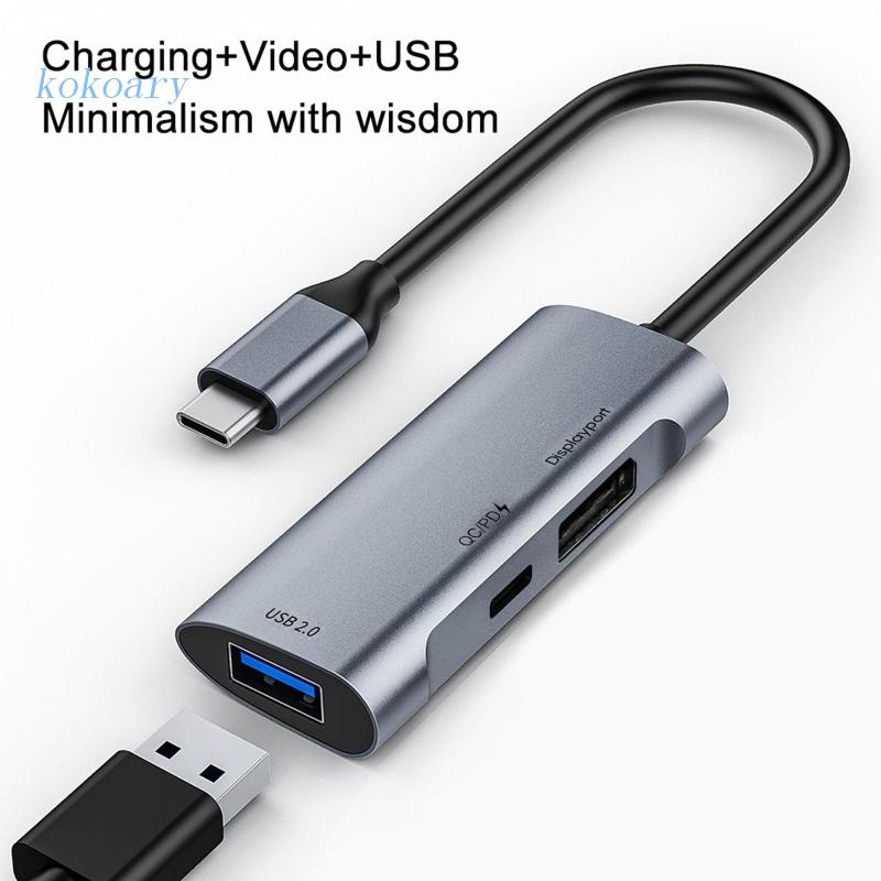 Bộ Chia Nhiều Cổng USB Type C 3 Trong 1 Giao Diện USB2.0 4K 60Hz 480Mbps 60W PD Sạc Nhanh