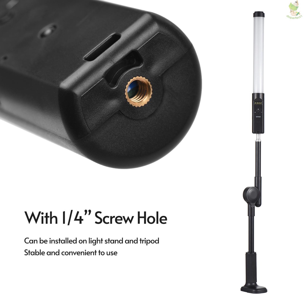 Handheld RGB Tube Light with Desktop Clip-on Light Stand Remote Control LED Video Light Wand 3200K-5500K Dimmable 9 Colo   Came-6.5