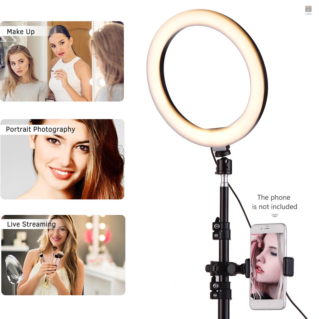 Đèn LED Andoer 10 Inch 3 Chế Độ 3200-5600K Cổng USB Kèm Giá Đỡ Điện Thoại Điều Khiển Từ Xa Tiện Dụng