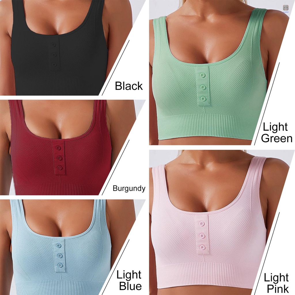 Áo Ngực Thể Thao Cổ Chữ U Có Nút Gài Trước Thiết Kế Thoáng Khí Chống Ẩm Thời Trang Cho Nữ