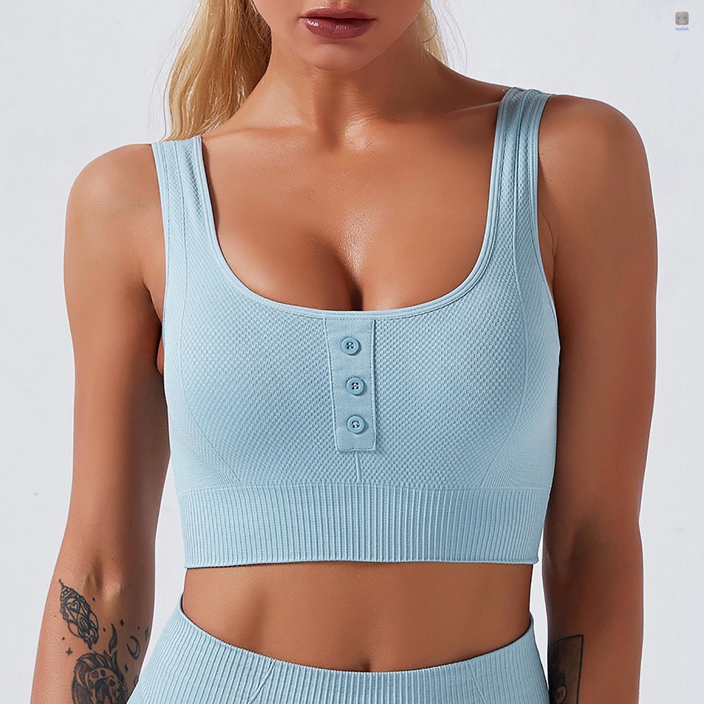 Áo Ngực Thể Thao Cổ Chữ U Có Nút Gài Trước Thiết Kế Thoáng Khí Chống Ẩm Thời Trang Cho Nữ