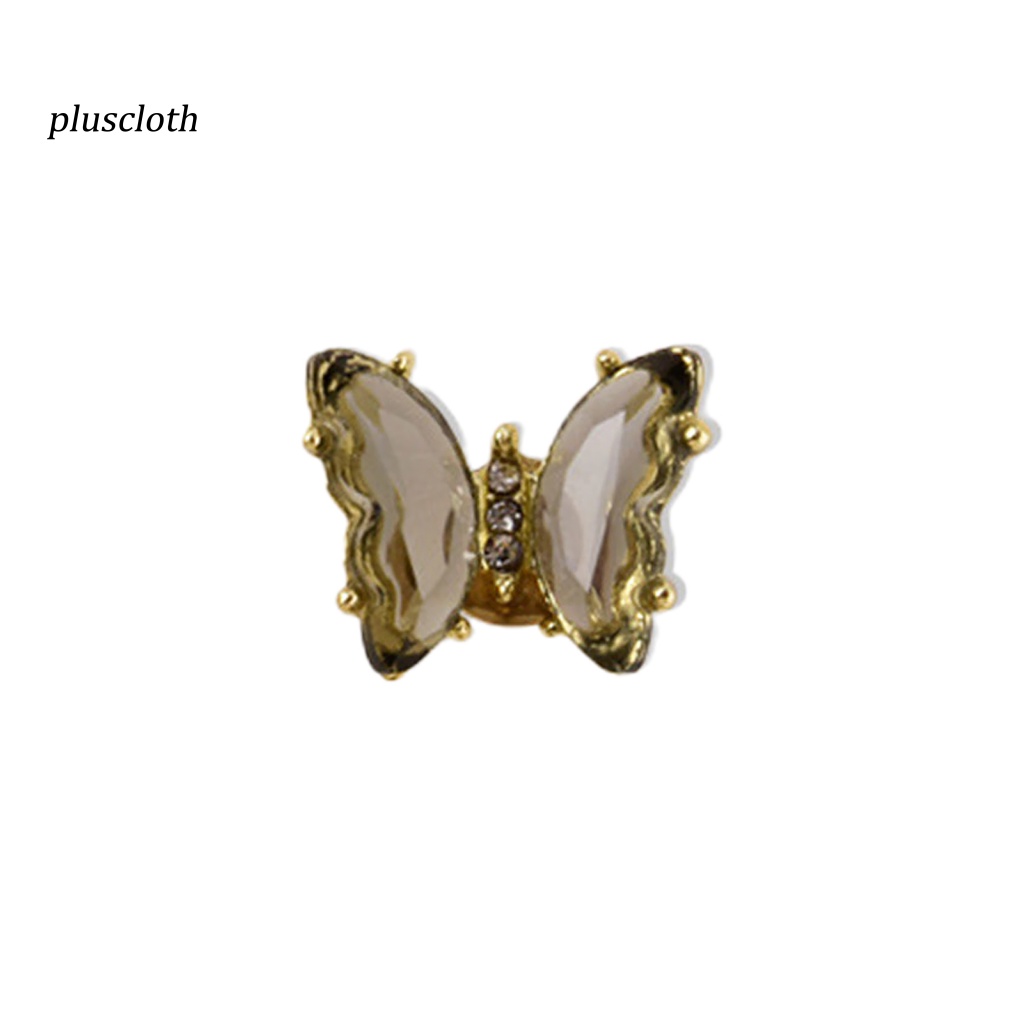 &lt; Plusclothing &gt; Phụ Kiện Trang Trí Móng Tay Nghệ Thuật Hình Bướm Pha Lê Lấp Lánh Có Thể Xoay