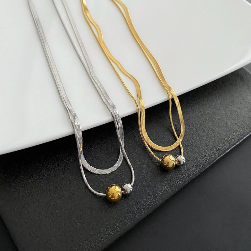 Vòng Cổ Hai Lớp Bằng Thép Titan Cao Cấp Phong Cách Ngọt Ngào Cá Tính Cho Nữ