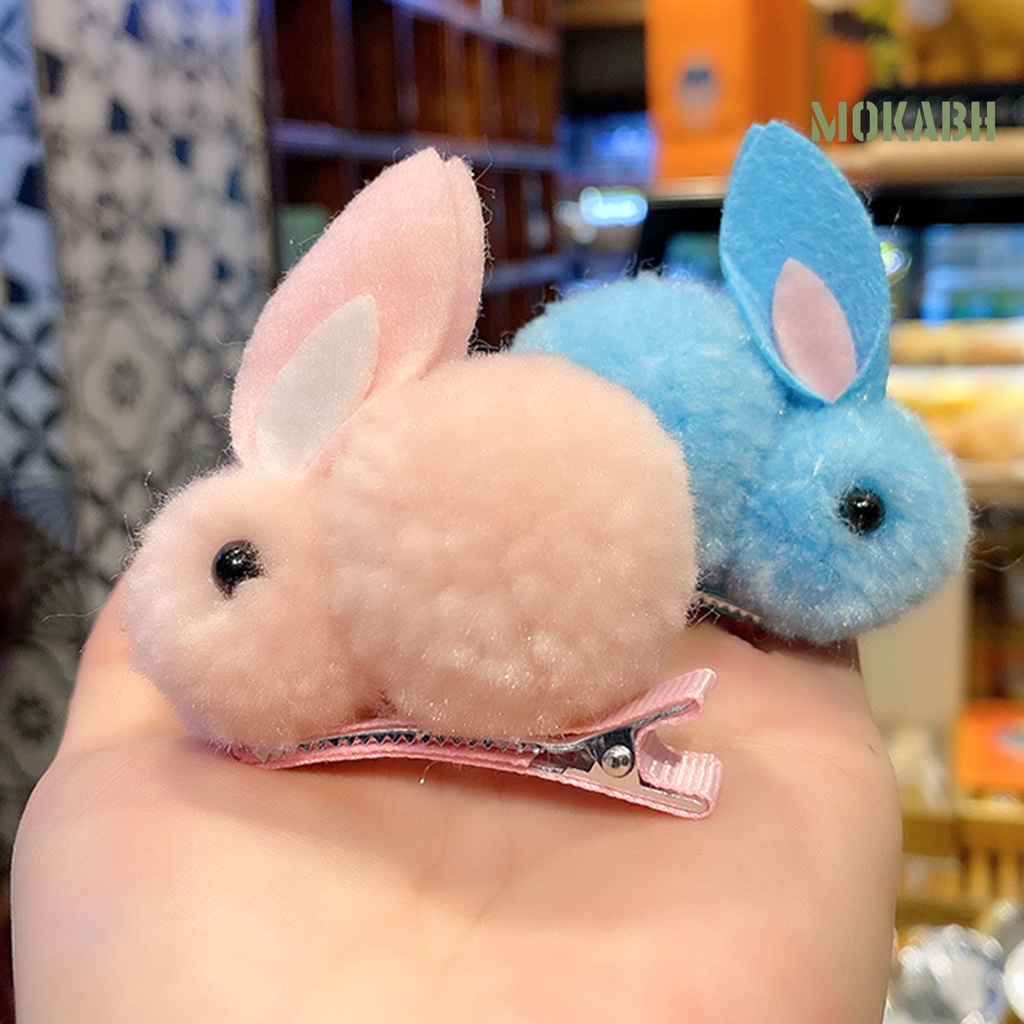 [Mok Abh] Kẹp Tóc Hình Thỏ Hoạt Hình Nhiều Màu Sắc Thuận Tiện Cho Trẻ Em