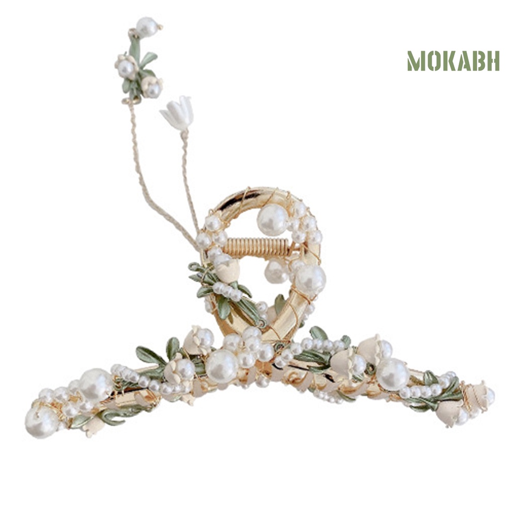 Kẹp Tóc Hình Hoa Lá Đính Ngọc Trai Giả Phong Cách Vintage Cho Nữ