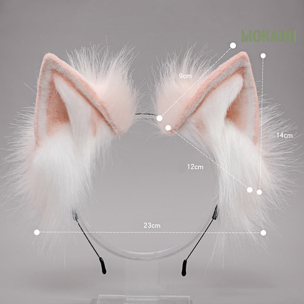 Băng Đô Tai Mèo Bằng Kim Loại Phối Lông Hóa Trang Phong Cách Nhật Bản