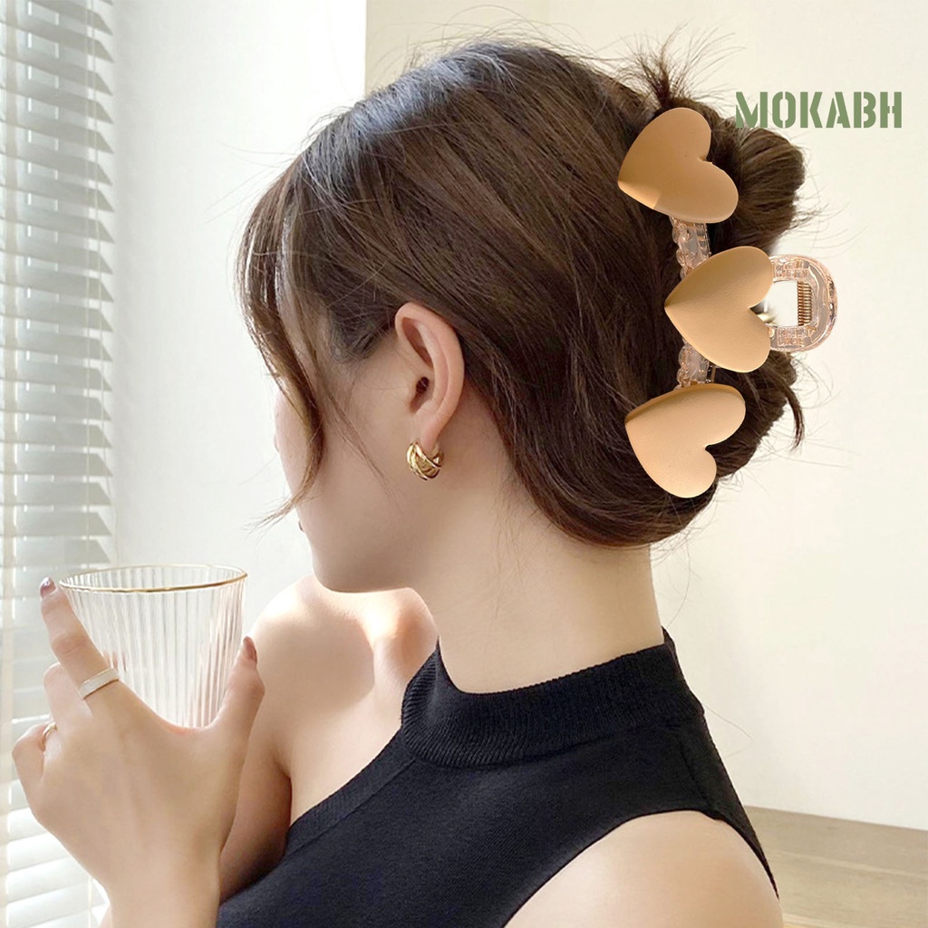 Kẹp Tóc Càng Cua Hình Trái Tim Trong Suốt Co Giãn Chống Trượt Thời Trang Cho Nữ