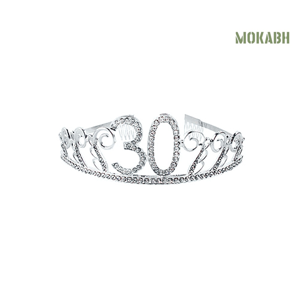 [Mok Abh] Vương Miện Số 30 / 40 / 50 Tuổi Đính Kim Cương Giả Lấp Lánh