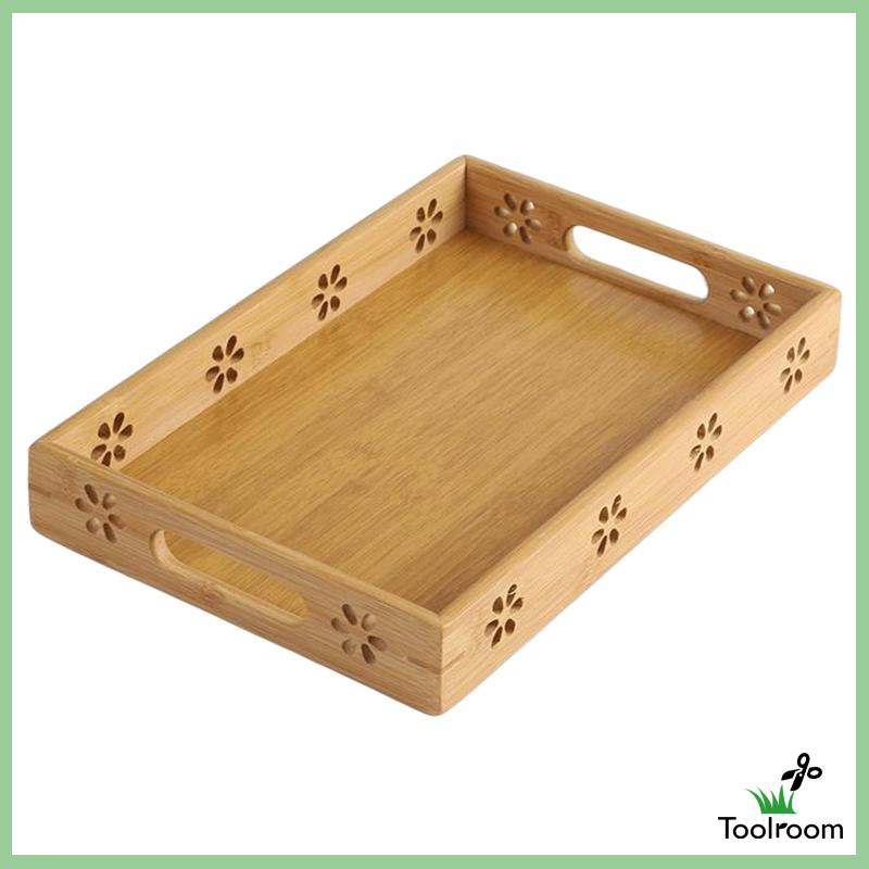 Khay Phục Vụ Thức Ăn Bằng Tre Có Tay Cầm Tiện Dụng Cho Nhà Bếp