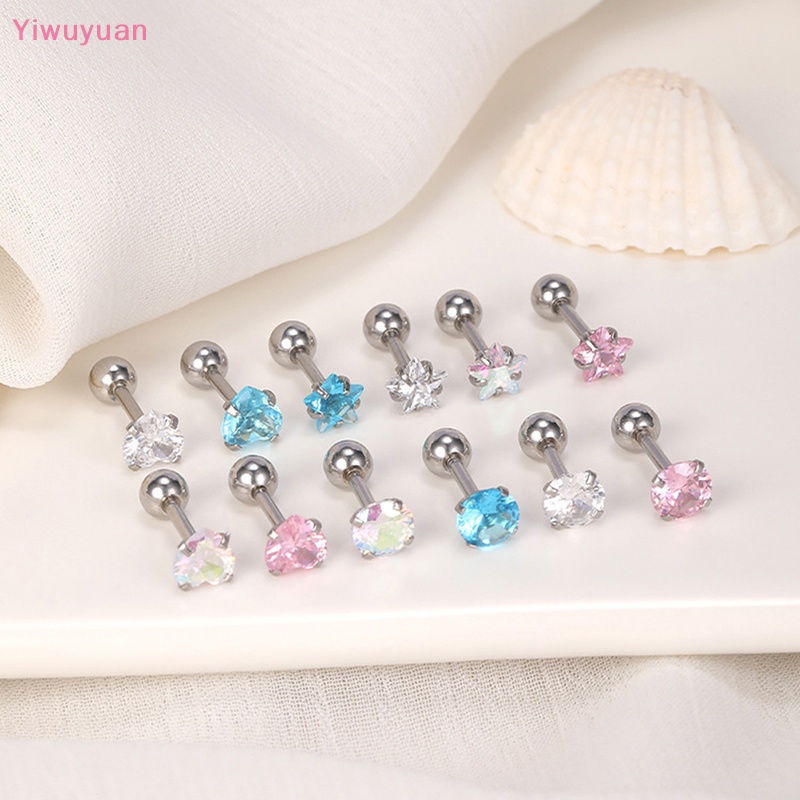 1 Đôi Khuyên Tai Xoắn Ốc 5mm Đính Đá Nhiều Màu Mới