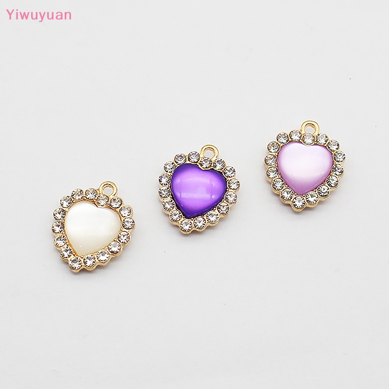 Phụ Kiện Trang Sức Treo Tường Hình Trái Tim Đính Đá 18MM Màu Vàng Mới