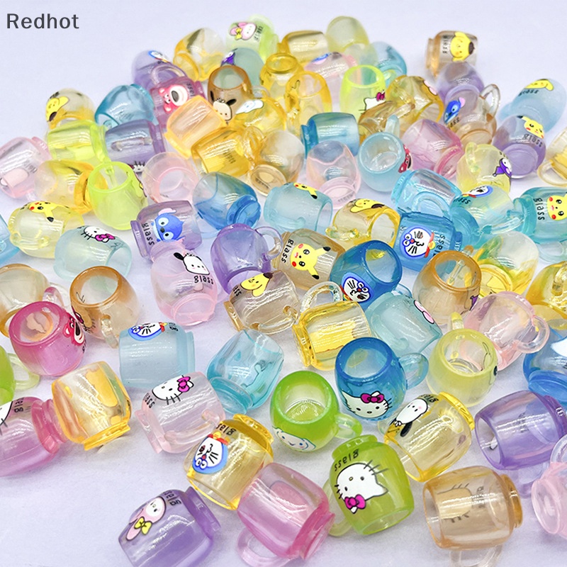 &lt; Redhot &gt; Bộ 5 Ly Nhựa Phát Quang In Hình Hoạt Hình Dễ Thương Trang Trí Tiểu Cảnh