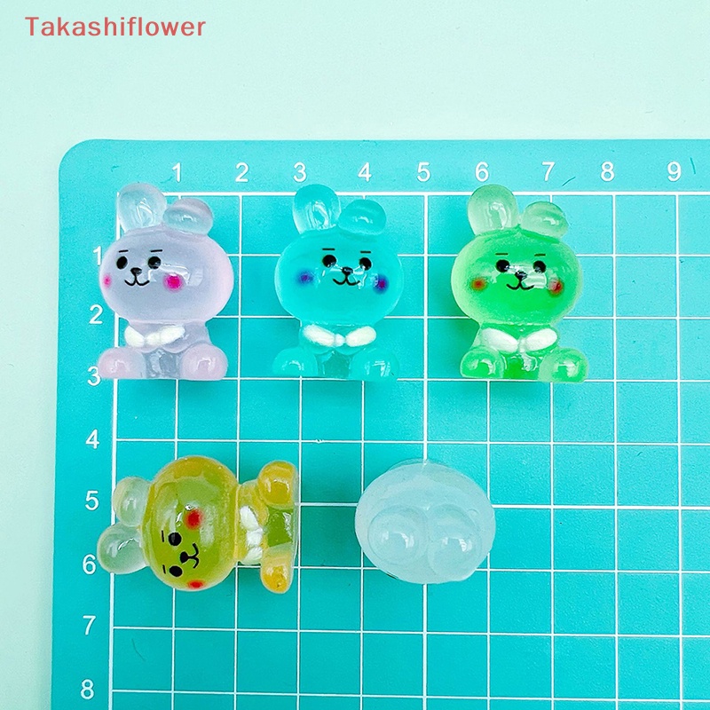 Set 2 Mô Hình Thỏ Dạ Quang Mini Bằng Nhựa Resin Dễ Thương Trang Trí Sân Vườn