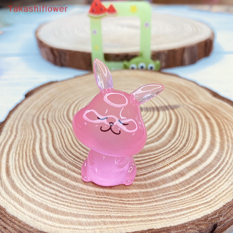 Set 2 Mô Hình Thỏ Mini Bằng Nhựa Phát Quang Trang Trí Sân Vườn