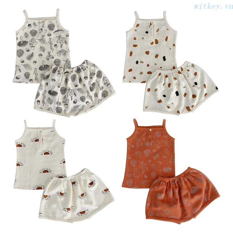 Bộ Đồ Ngủ Áo Không Tay Phối Quần Short Thoáng Khí Thời Trang Mùa Hè Cho Bé
