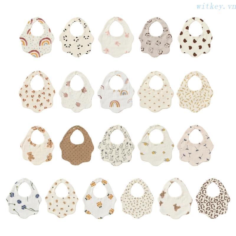 Yếm Ăn Cotton In Họa Tiết Hoạt Hình Dễ Thương Cho Bé Sơ Sinh