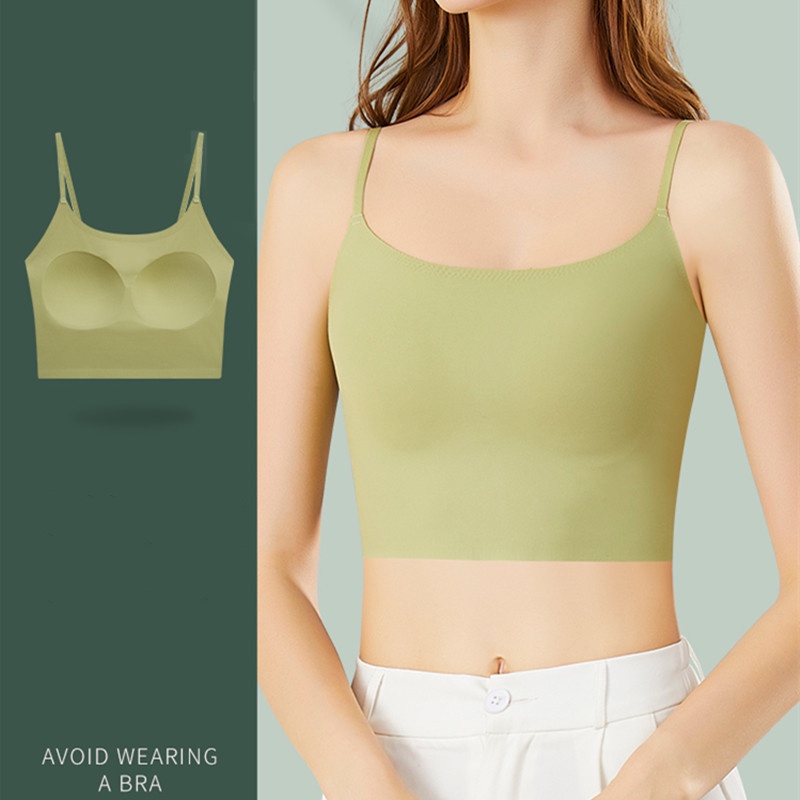 Áo Lót Lụa Mát Một Mảnh Có Mút Đệm Ngực Lưng Đẹp Thời Trang Mùa Hè Dành Cho Bạn Nữ Mặc Ngoài Trời