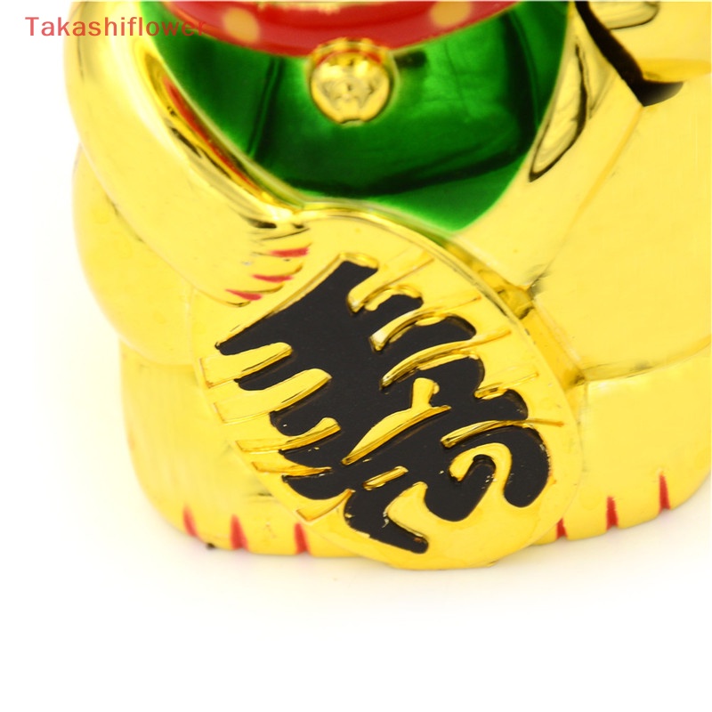 (Takashiflower) Mô Hình Mèo May Mắn Trung Quốc Viền Vàng Có Cánh Tay Chuyển Động Nhiều Màu Sắc Kèm Hộp