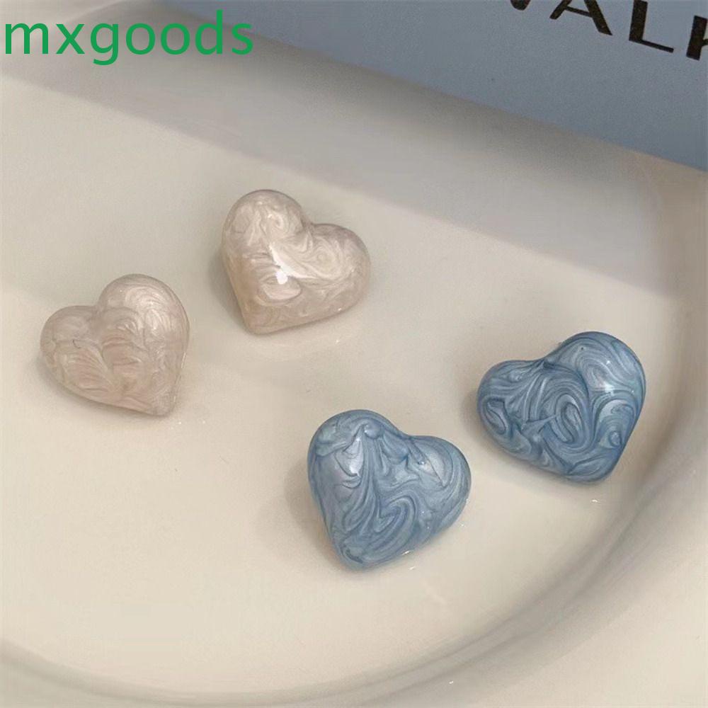 Khuyên Tai MXGOODS Mặt Đá Cẩm Thạch Trắng Xanh Dương Y2K Thanh Lịch Đơn Giản Phong Cách Hàn Quốc