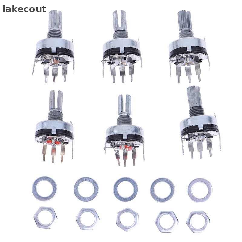 Set 5 Chiết Áp RV17 Có Công Tắc B1K 2K 5K 10K 20K 50K 15mm 5Pin