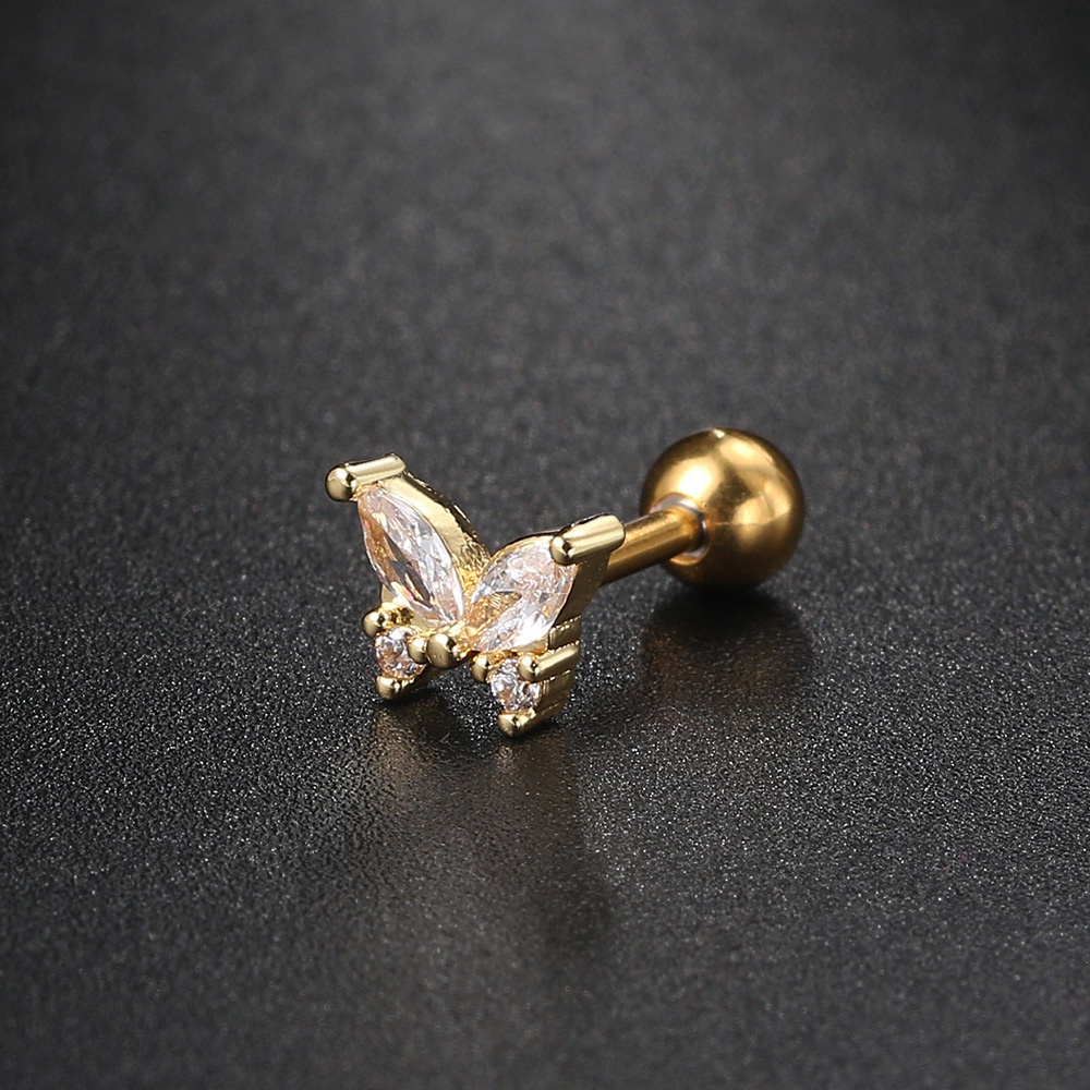 1 Khuyên Xỏ Cơ Thể Hình Bướm Bằng Đá Zircon Màu Vàng Thời Trang Dành Cho Bạn Nữ