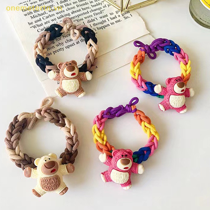 Onemetertn Dây Buộc Tóc Cao Su Bện Thủ Công Hình Gấu Dâu Tây Diy Cho Cặp Đôi Bạn Trai Bạn Gái Bạn Gái