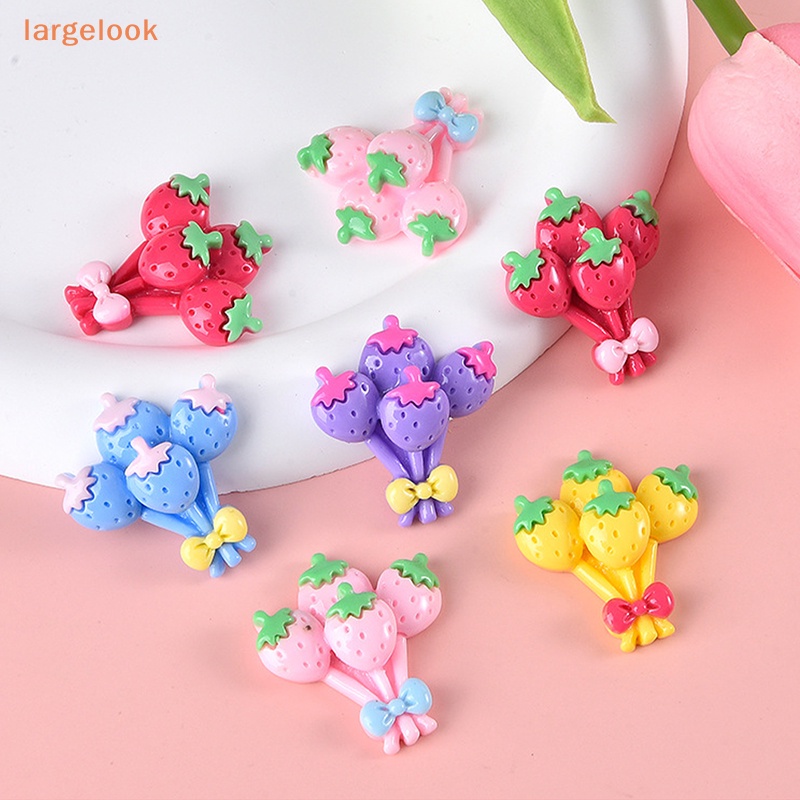 Set 10 Bong Bóng Trái Dâu Bằng Nhựa Resin Trang Trí Điện Thoại / Sổ Tay DIY