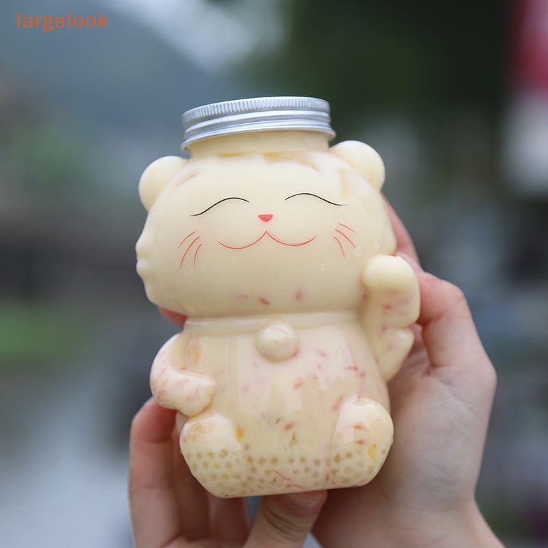 Bình Đựng Nước Ép / Trà Sữa / Cà Phê Thủ Công Trong Suốt Hình Chú Mèo Dễ Thương