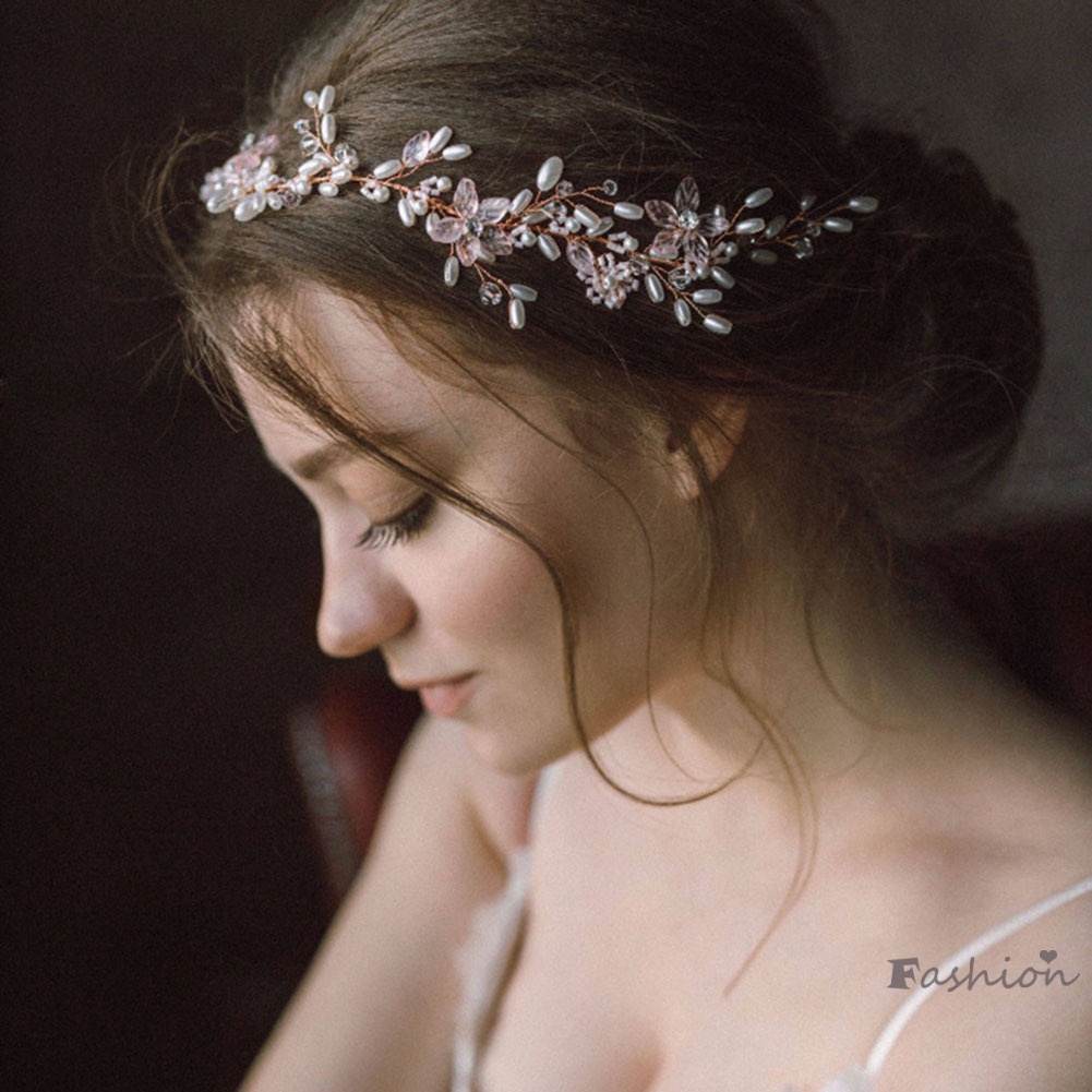 Cài Tóc Hoa Pha Lê Giả Đính Ngọc Trai Cho Cô Dâu / Cô Dâu Trong Ngày Cưới