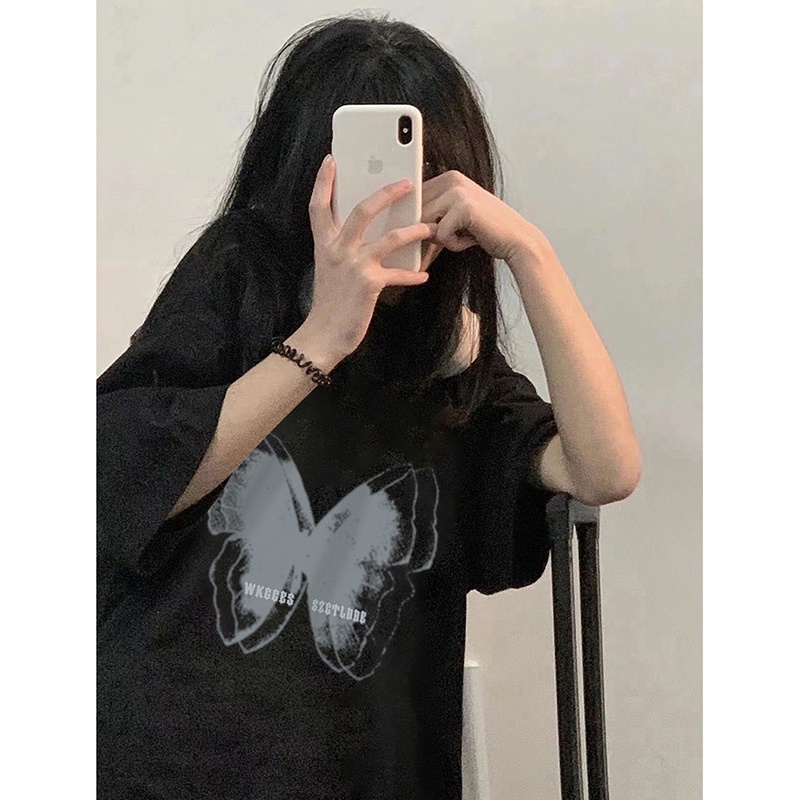 Áo Thun 100% Cotton Tay Ngắn Cổ Tròn In Họa Tiết Phong Cách Hàn Quốc Cho Nữ