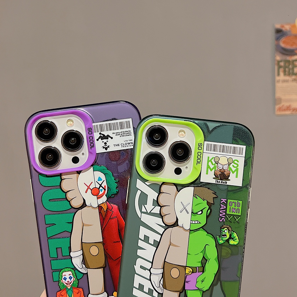 Ốp Điện Thoại tpu Dẻo Trong Suốt Họa Tiết Chú Hề KAWS Hai Mặt Chống Sốc Cho iPhone 11 13 12 14 Pro Max