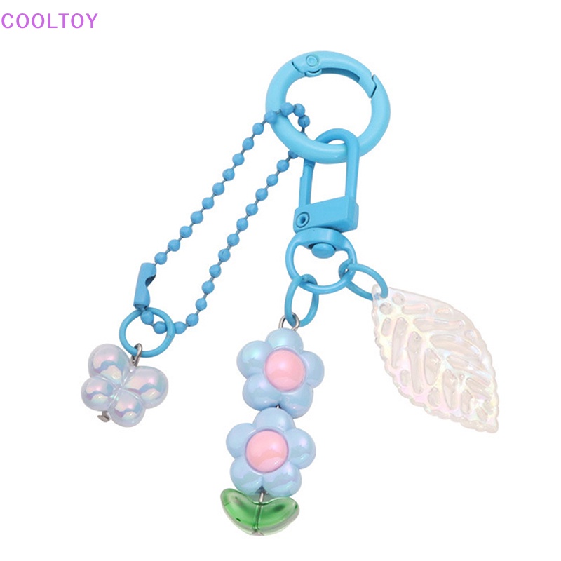 Móc Chìa Khóa Xe Hơi Bằng Acrylic Họa Tiết Hoa Năm Cánh Nhiều Màu Dễ Thương