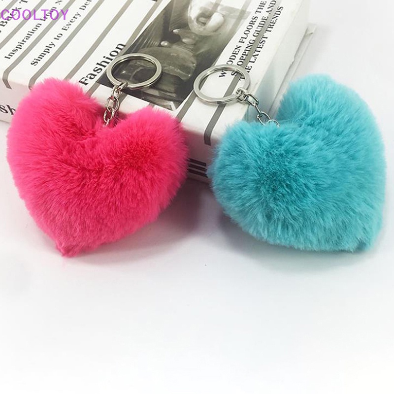 Cooltoy Móc Khóa Lông Thỏ Giả Hình Trái Tim Đáng Yêu Thời Trang Cho Nữ