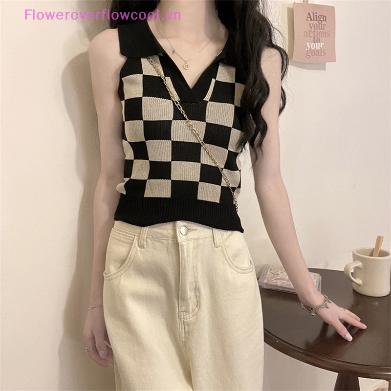 Áo Hai Dây Dệt Kim Cổ Chữ V Họa Tiết Kẻ Sọc Thời Trang Mùa Hè Vintage Cho Nữ