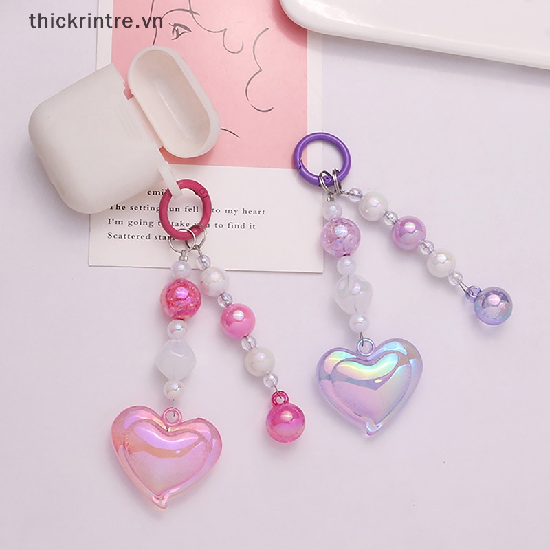 Bộ Phụ Kiện Hạt Acrylic Trái Tim Treo Chìa Khóa Xe Hơi Trang Trí Túi Xách