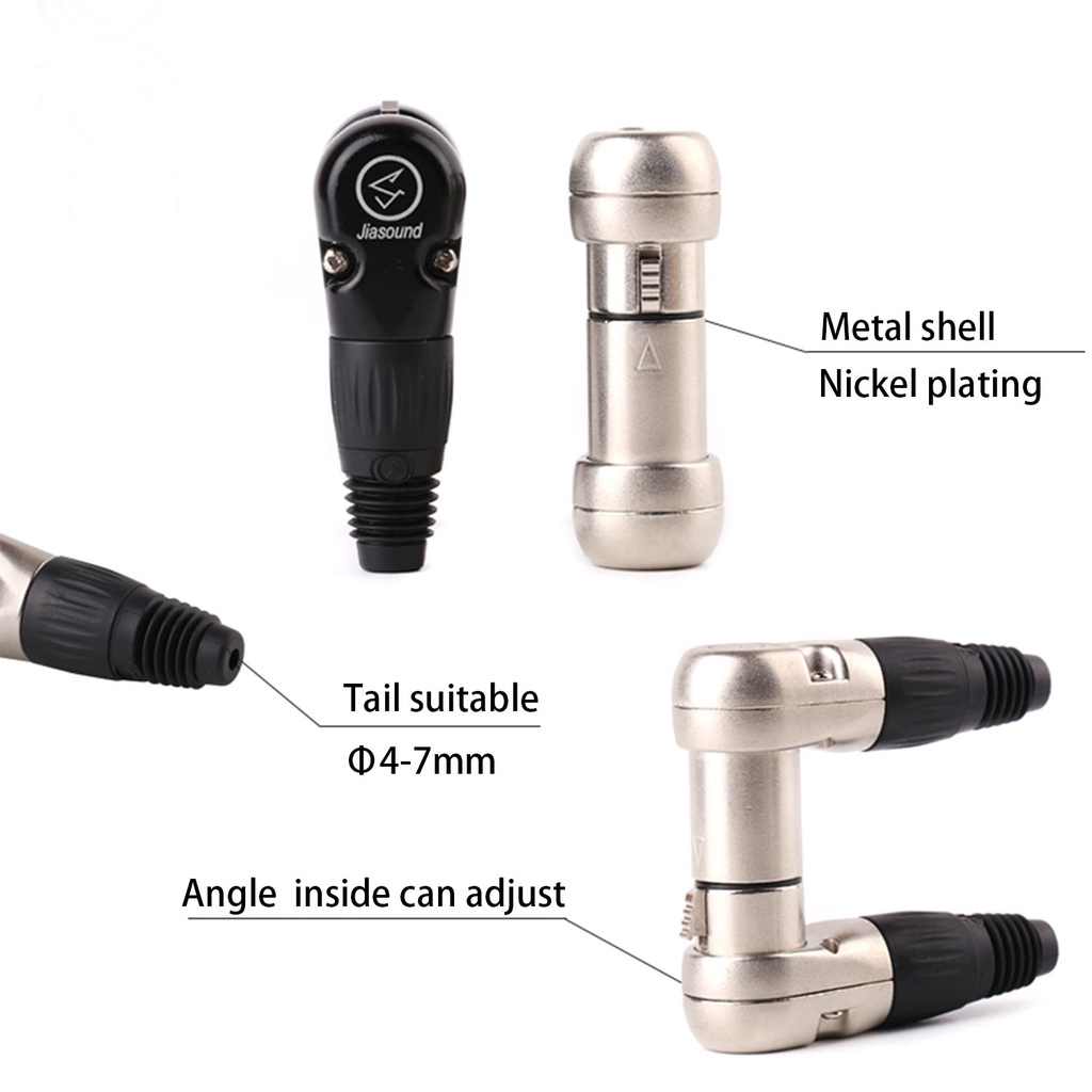 Phụ Kiện Cân Bằng Ba Lõi Mạ Vàng Loại XLR Góc 90 Độ 3 Pin Cho Máy Ảnh Canon