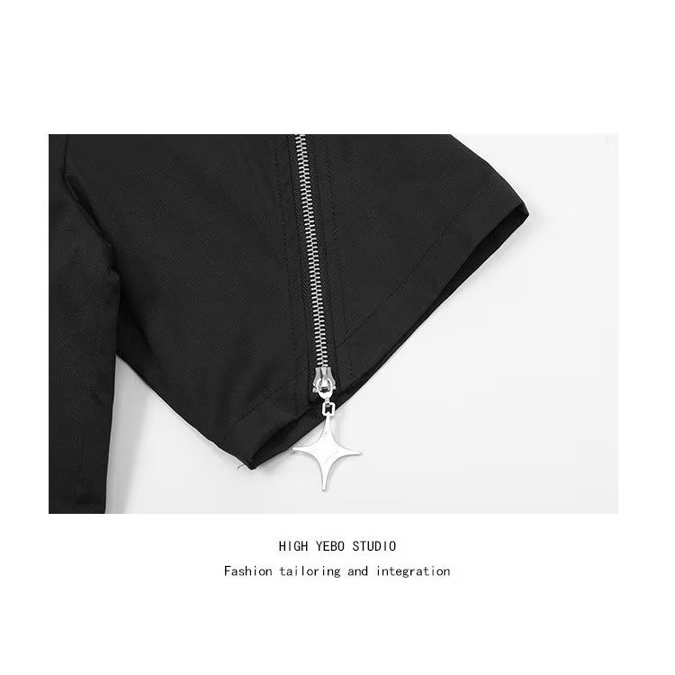 Áo Thun POLO Tay Ngắn Dáng Rộng Có Khóa Kéo Phong Cách Đường Phố Mỹ Thời Trang Cho Nam Và Nữ