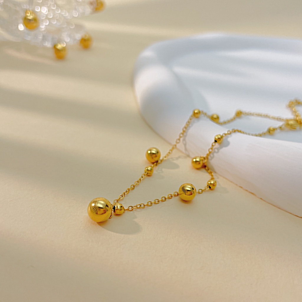 Lắc Chân Thép Titan Đính Hạt Đơn Giản Đa Năng Phong Cách Hàn Quốc Mới Cho Nữ