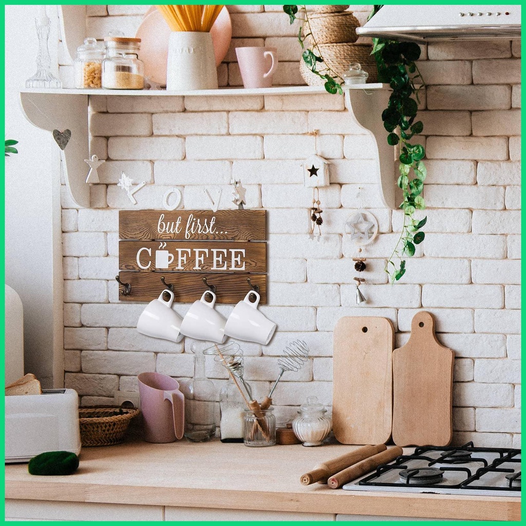 Giá Đỡ Cốc Cà Phê Gắn Tường Kèm 4 Móc Kim Loại Sắp Xếp Gọn Gàng Cho Nhà Ở / Văn Phòng / Iwvn Jwvn