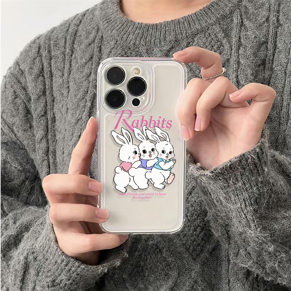 ✅Ốp Điện Thoại Mềm Chống Sốc Hình Ba Chú Thỏ Đơn Giản 6In Cho Iphone 1113maxiPhone12plus 14pro78