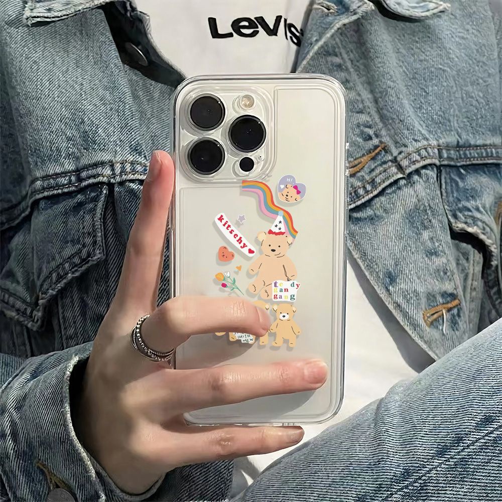 ✅Ốp Điện Thoại Dẻo Họa Tiết Chú Gấu Dễ Thương Chống Sốc Cho Iphone1278 6In 1314pro11 plus max