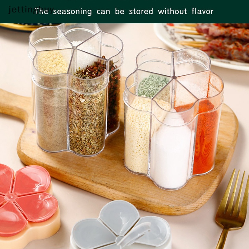 Hộp Đựng Gia Vị 5 Ngăn 5 Trong 1 Bằng Nhựa Trong Suốt Có Nắp Cho Tiệc BBQ