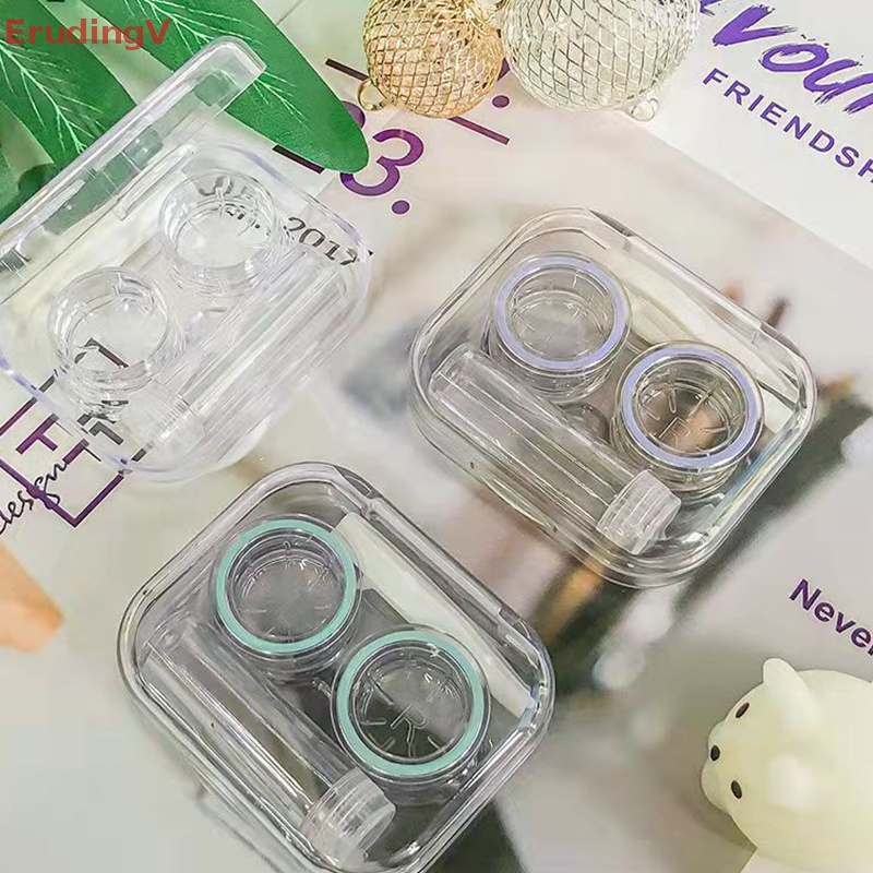 [ErudingV] Hộp Đựng Kính Áp Tròng Trong Suốt Phong Cách Lạnh Đơn Giản Di Động Kèm Nhíp Gắp [Mới]